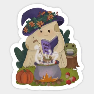 Cooking a Witch's Brew Stew On Halloween Night Sticker